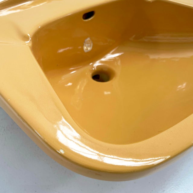 Orange Vintage Round Mustard Sink from Keramag Keravit, 1980s For Sale - Image 8 of 11