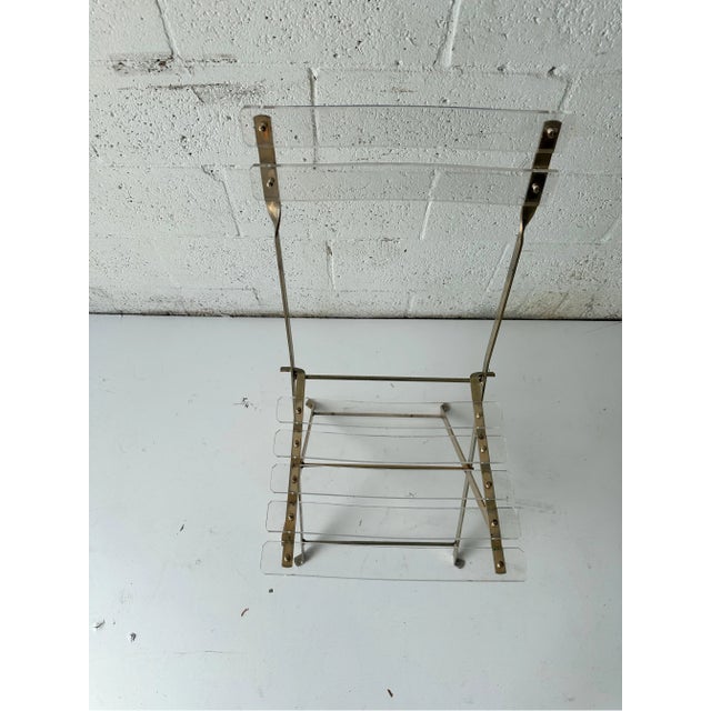 Yonel Lebovici Lucite and Brass plated Folding Chairs - Set of 16 For Sale - Image 12 of 12