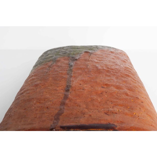 Ceramic Monumental Fantoni Orange and Green Glazed Vase For Sale - Image 7 of 9