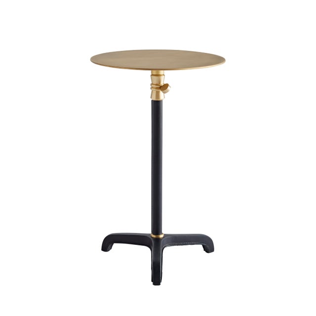 Celerie Kemble for Arteriors Addison Short Accent Table in Black Leather For Sale In Dallas - Image 6 of 7