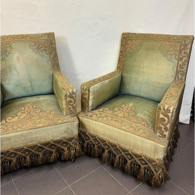 Armchairs in Silk Velvet and Embroidery, Set of 2 For Sale - Image 14 of 18