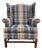 Vintage Wingback Plaid Upholstered Armchair For Sale