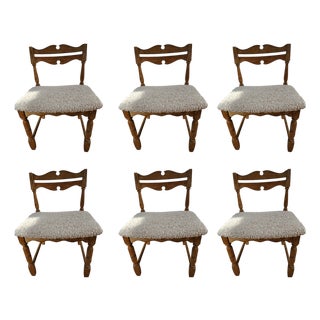 Vintage Danish Oak Dining Chairs by Henning Kjærnulf, 1960s, Set of 6 For Sale