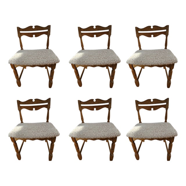 Vintage Danish Oak Dining Chairs by Henning Kjærnulf, 1960s, Set of 6 For Sale