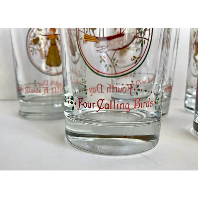 Complete Set 12 Days of Christmas Anchor Hocking Glasses For Sale - Image 9 of 11
