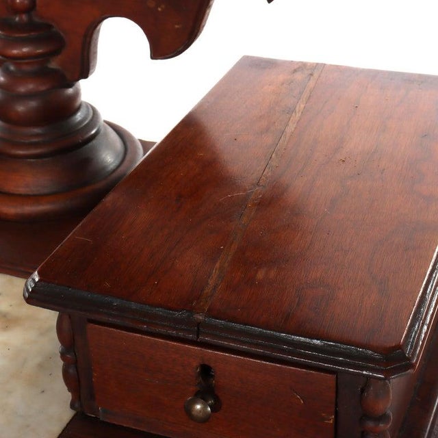 Walnut 5-Drawer Marble Top Child’s Dresser With Mirror & Carved Pulls Circa 1890 For Sale - Image 9 of 18