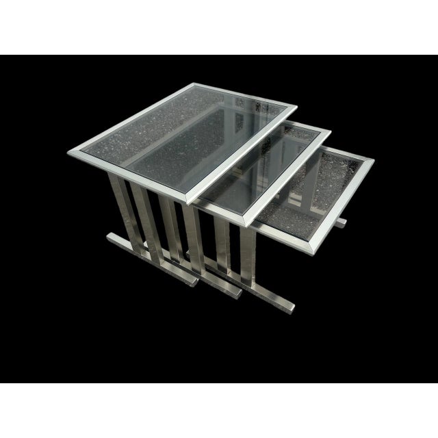 Metal Steel Nesting Tables, 1970, Set of 3 For Sale - Image 7 of 10
