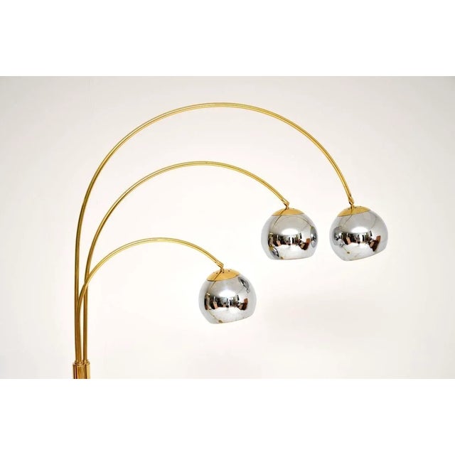 Vintage Italian Brass and Chrome Arc Floor Lamp, 1970s For Sale - Image 6 of 9