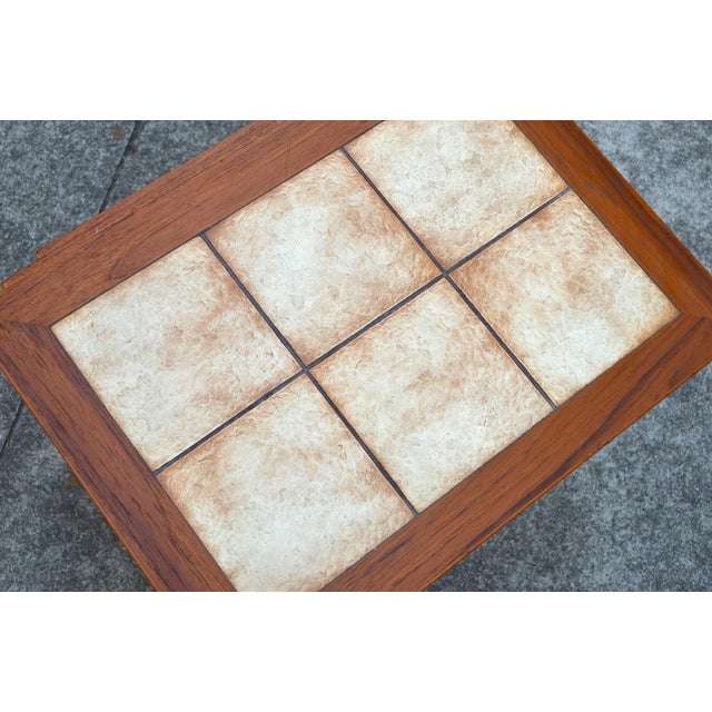 Danish Modern Teak Nesting Tables With Tile Tops by Brdr. Furbo - Set of 3 For Sale - Image 9 of 9