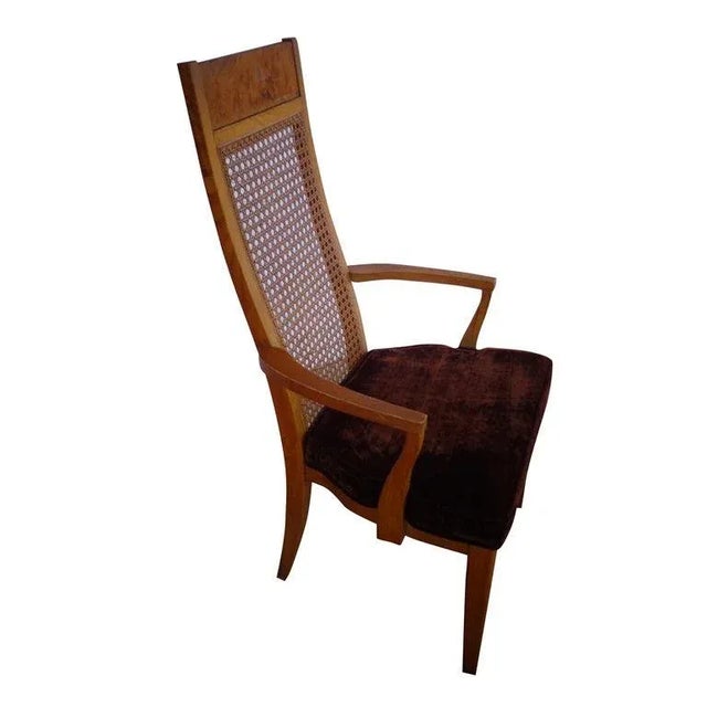 (1) Lane High Back Cane Burl Dining Chairs 8 Available For Sale - Image 11 of 13