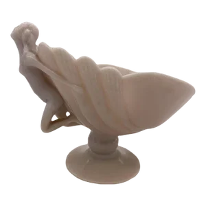 1930s Cambridge Art Glass "Crown Tuscan" Flying Nude With Shell Compote