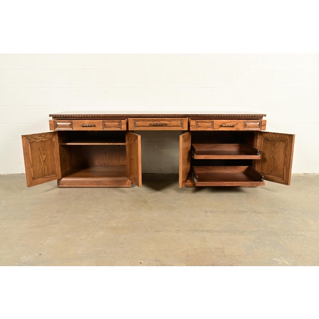 1960s Romweber Viking Oak Executive Credenza, Circa 1960s For Sale - Image 5 of 12