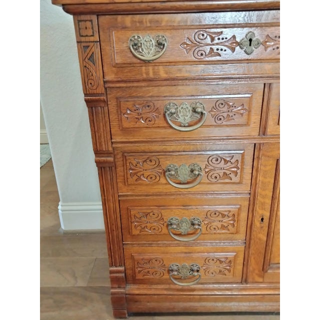 1880s Golden Oak Gilded Age Sideboard For Sale In Houston - Image 6 of 17