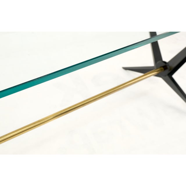 Italian Mid-Century Modern Cast Metal & Brass Base Glass Rectangle Coffee Table For Sale - Image 12 of 14