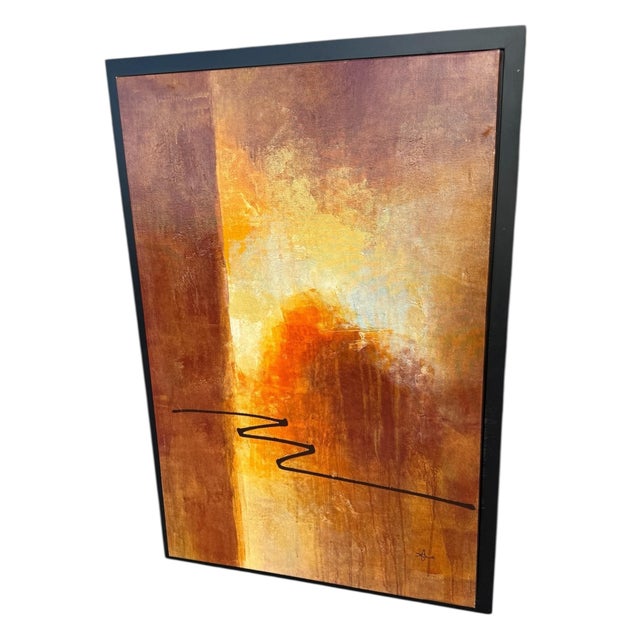 Late 20th Century Pair of Red & Gold Abstract Paintings For Sale - Image 13 of 18