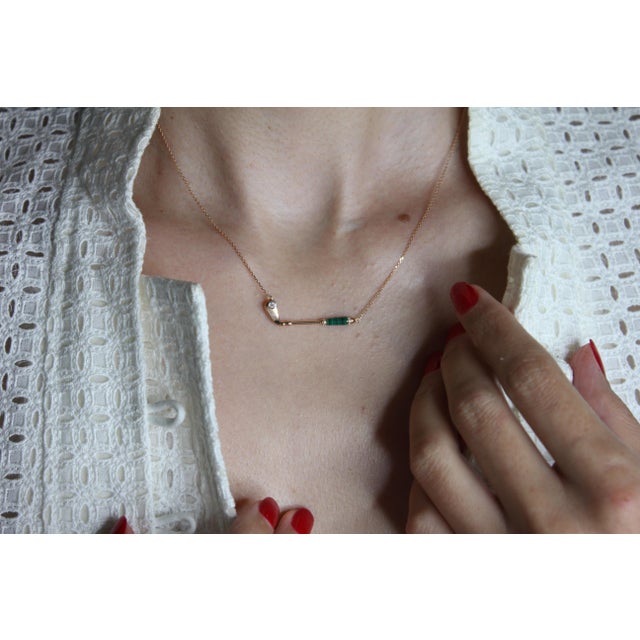 Diamond Malachite Golf Club Birdie Charm 18 Karat Yellow Gold Necklace Pendant For Sale - Image 17 of 18