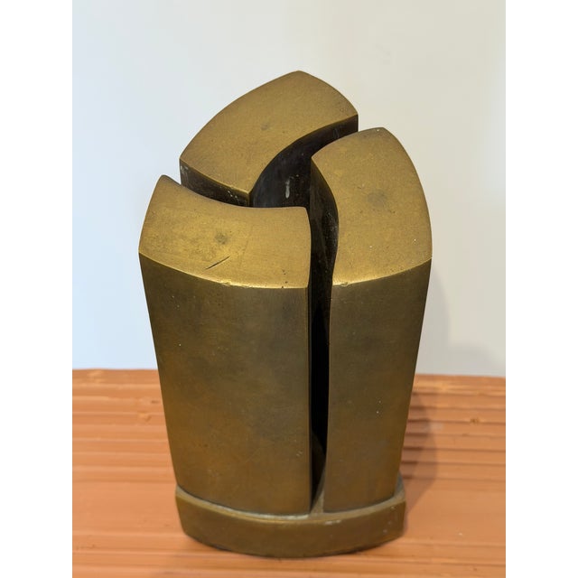 Bronze Modernist Bronze Sculpture on Bronze Base, Brazil 1980s For Sale - Image 8 of 14
