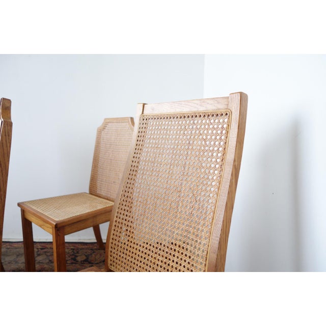 Wood and Cane Dining Chairs Set of 4 Chairish