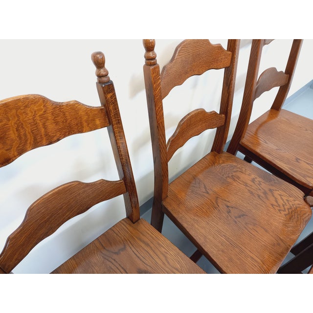 Vintage Brutalist Chairs in Oak Wood, 1960s, Set of 6 For Sale - Image 14 of 18