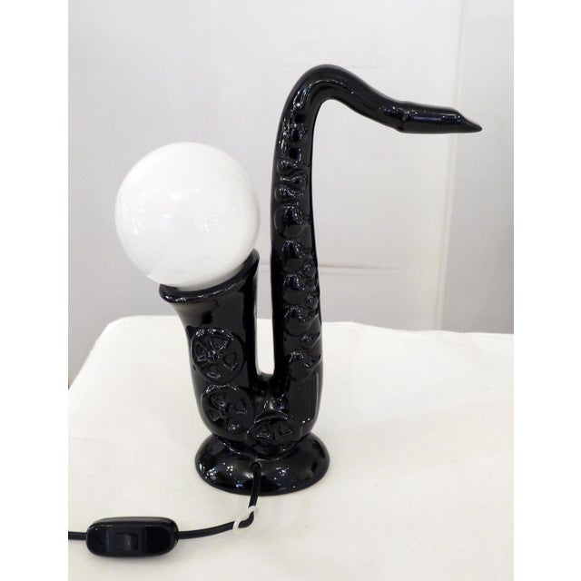 Vintage Saxophone Lamp in Black Earthenware, 1980s For Sale - Image 14 of 14