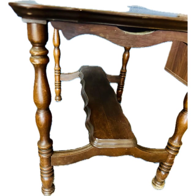 Jacobean Vintage English Jacobean Style Side Table With Scalloped Top For Sale - Image 3 of 12