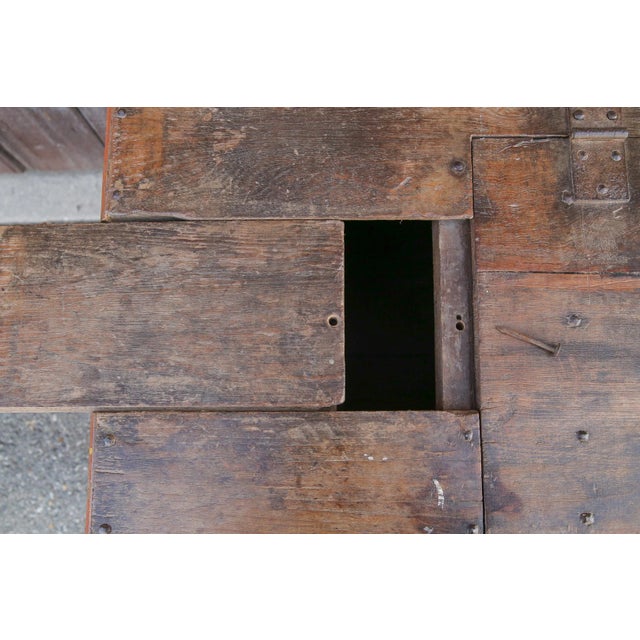 Brown Antique Indian Teak Wedding Trunk For Sale - Image 8 of 11