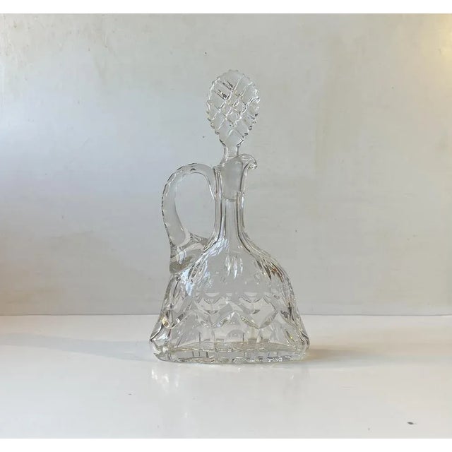 1950s French Cut Crystal Port Decanter with Handle, 1950s For Sale - Image 5 of 8