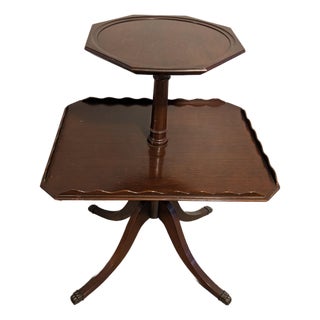 Vintage 1940s-1950s Mersman Mahogany 2-Tier Dumbwaiter Table or Butler Table For Sale