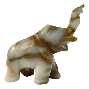 Vintage 1970s Hand Carved Onyx Elephant