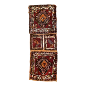 Antique Persian Hand-Knotted Qashqai Saddlebag Textile