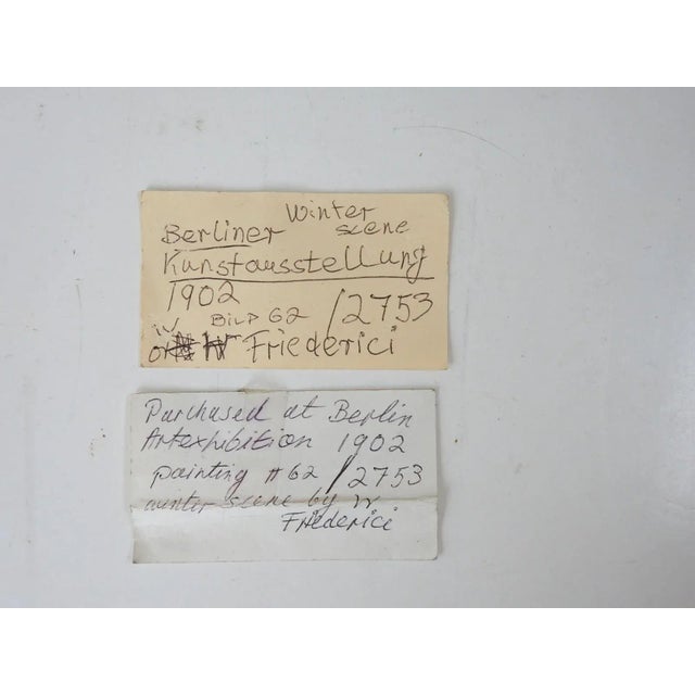 Antique 1902 Continental School Winter Snow Scene Painting For Sale - Image 4 of 8