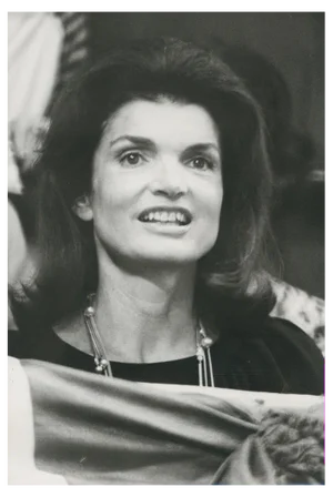Jackie Kennedy at Madison Square Garden, Black and White Photograph, 1970s