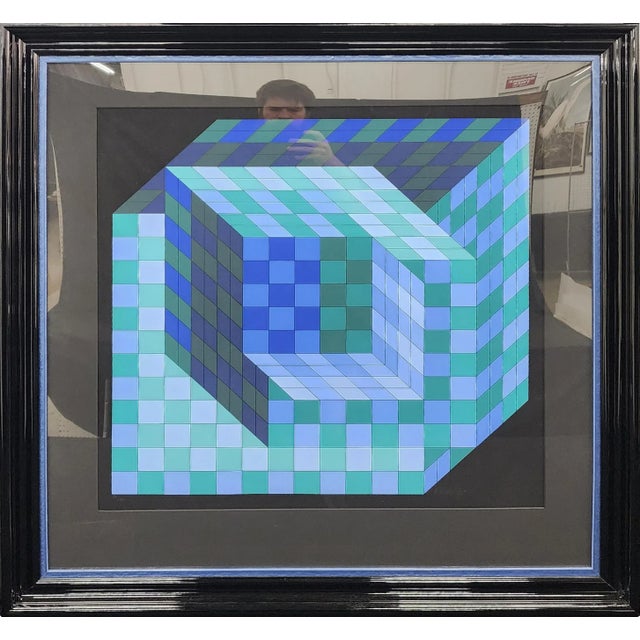 Mid-Century Modern Original Silkscreen by Victor Vasarely Circa 1980 Signed and Numbered #87/250 Framed For Sale - Image 3 of 7