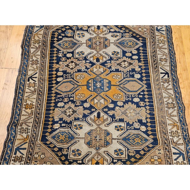 Antique Caucasian Shirvan Area Rug, Hand-Woven Wool, Medallion Design, 3' x 5' For Sale - Image 12 of 18
