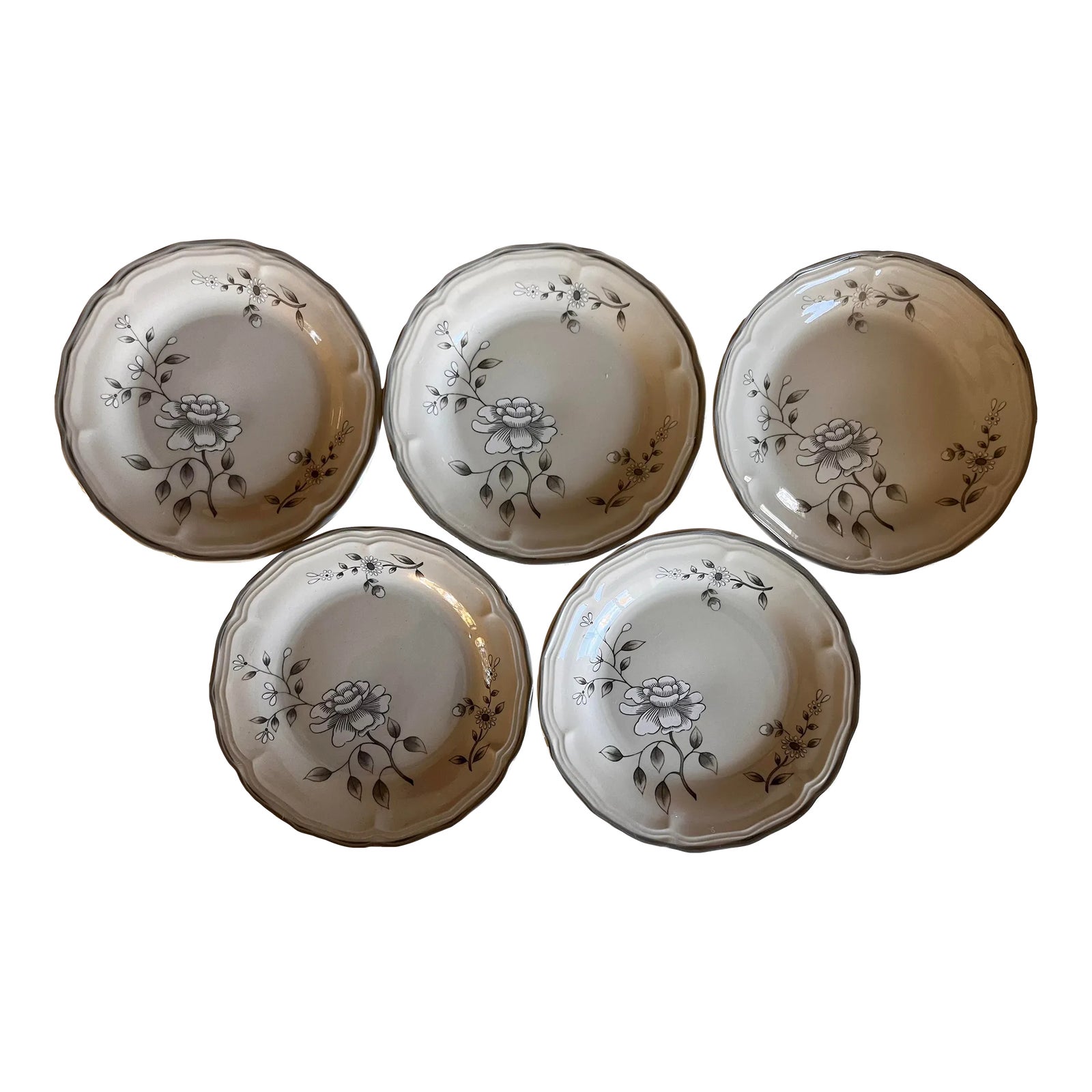 Set of 5 Vintage Southampton Stoneware Dessert Plates | Chairish