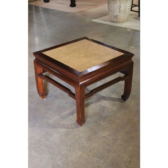 Chinese Vintage Black Wood Ajiro Stools - a Pair For Sale - Image 3 of 7