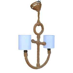 Audoux Minet 2-Light Handwoven French Rope Chandelier Nautical Anchor Design