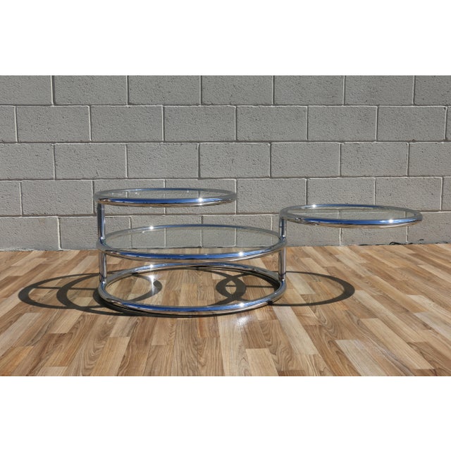 1970s Italian Chrome Swivel Coffee Table With Glass Tops For Sale - Image 13 of 18