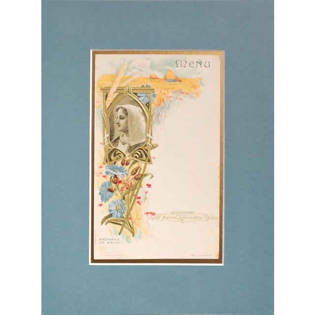1900 - 1909 1900 Original French Advertising Menu (Artisane Bretonne De Baud) Matted For Sale - Image 5 of 5