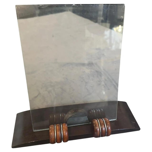 An Elegant 1930s Wood and Chromed Metal French Picture Frame For Sale - Image 4 of 16