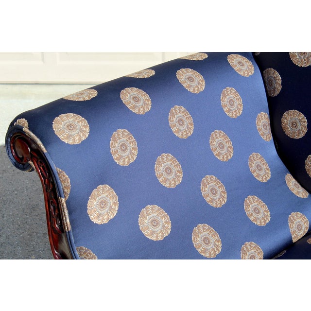 Vintage Swan Sofa Chaise Lounge With Hand-Carved Wood Frame For Sale - Image 17 of 18