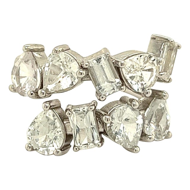 Natural Sapphire Ring 14k W Gold 5.76 TCW Certified For Sale