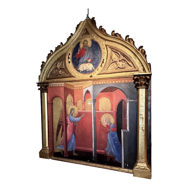 Italian Artist, Renaissance Style Annunciation, Tempera on Giltwood Panel For Sale