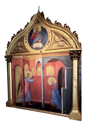 Italian Artist, Renaissance Style Annunciation, Tempera on Giltwood Panel