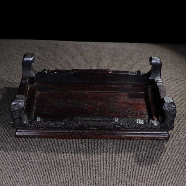 Art Deco Vintage Rosewood Low Kang Table With Mother-of-Pearl Inlay of Mandarin Ducks For Sale - Image 3 of 9