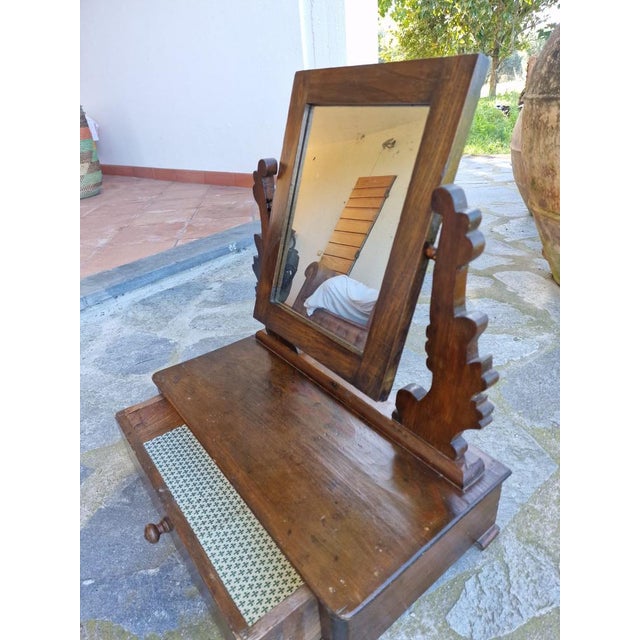 Small Walnut Dressing Table with Psiche Mirror, Early 1900s For Sale - Image 12 of 18