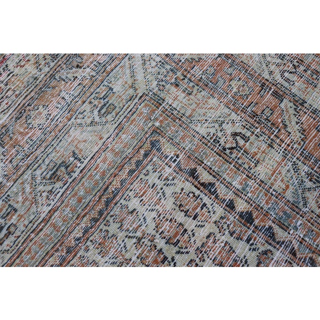 Antique Distressed Persian Mahal Rug With Large Medallion in Muted Colors For Sale - Image 11 of 12