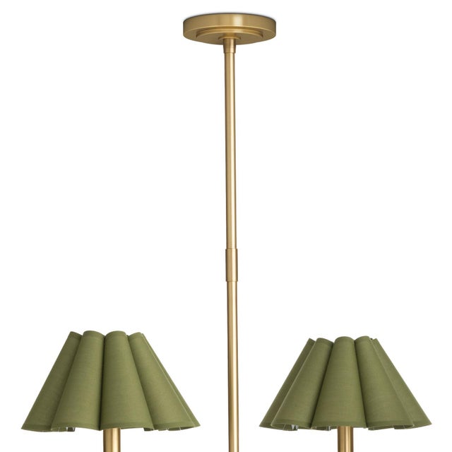 Contemporary Regina Andrew Polly Chandelier, Natural Brass with Olive Scalloped Shade - 2 cartons For Sale - Image 3 of 7