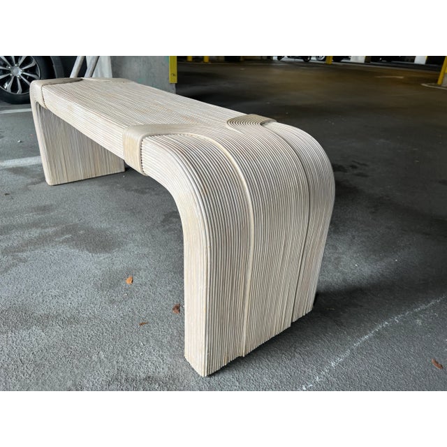 1970s 1970's Betty Cobonpue Scultura Pencil Reed Rattan Bench For Sale - Image 5 of 11