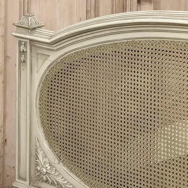 19th Century French Louis XVI Painted Queen Bed With Caning For Sale - Image 14 of 18